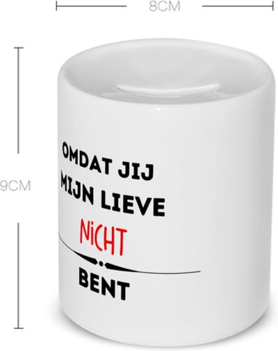 Akyol - omdat jij mijn lieve nicht bent Spaarpot - Nicht - de liefste nicht - verjaardag - cadeautje voor nicht - kado - geschenk - 350 ML inhoud