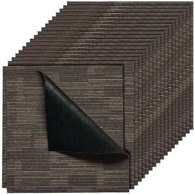 VEVOR Tapijttegels 609,6 x 609,6 x 6 mm, 24 stuks, modulaire tapijtvloer met een oppervlakte van 9 m², tapijtvloer, eenvoudig zelf te vervangen voor woonkamer en kantoor, grijs en bruin