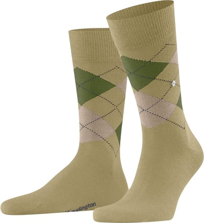 Burlington Edinburgh gedessineerd wol sokken heren groen - maat 40-46