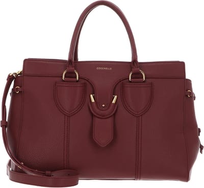 COCCINELLE Leren Handtas Schoudertas York Handbag Grained Leather Brandy Bruine