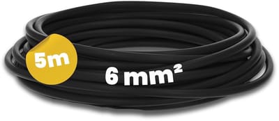 Kalitec 5 meter H07V-K 6 mm² zwarte bedradingskabel | Flexibele enkeladerige kabel | 6 mm² gevlochten draad | Fijnaderige bedrading | Enkeladerige kabel | Enkeladerige kabel voor schakelkasten | Schakelkabel