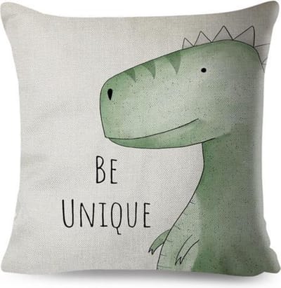 Kussenhoes kinderkamer Dino Be Ubique - dubbelzijdige print - schattig kussen babykamer - met rits - exclusief vulling
