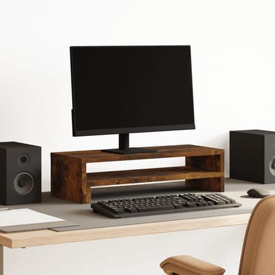 vidaXL - Monitorstandaard - 54x22x15 - cm - bewerkt - hout - gerookt - eikenkleurig