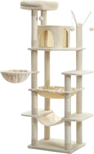 Kattenu CatCastle V2 - Krabpaal voor grote katten - Kattenboom - Kattenkrabpaal - Hoge krabpaal - Beige