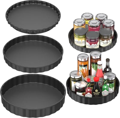Famanu - Draaiplateau set 3 stuks zwart 26 24 en 22 cm keuken koelkast