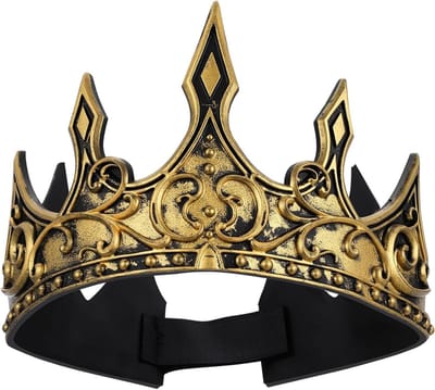 Middeleeuwse kroon voor mannen, verstelbare gouden koning kroon voor carnaval, kostuums en themafeesten