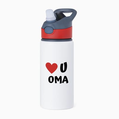 Hacebo® - love u oma waterfles met rietje rood - Oma - de liefste oma - verjaardag - cadeautje voor oma - oma artikelen - kado - geschenk - water fles - 650ML