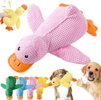 ZVD Anti-stress eend hond - 2026 anti-stress speelgoed - piepend speelgoed - hondenspeelgoed - 25x22CM - onverwoestbaar interactief hondenspeelgoed - voor kleine, middelgrote en grote honden - Roze - Klein