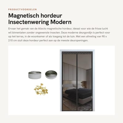 Dailygoods- Hordeur Magnetisch 90 x 210 cm - Deurnet - Insectenwerend - Vliegengaas - Polyester - Automatische Sluiting - Deurgordijn
