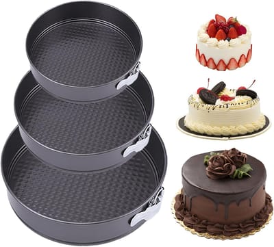 Springvormen bakvorm: anti-aanbak taartvorm rond, praktische ronde bakvorm, anti-aanbak springvorm, taartvorm voor het bakken van verschillende cakes en brood (20/22/24 cm zwart)