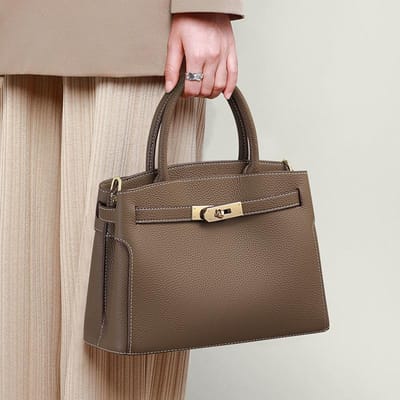 Nieuwe Herfst en Winter Eenvoudige en High-end Echt Lederen Tas voor Moeder's Handtas brown