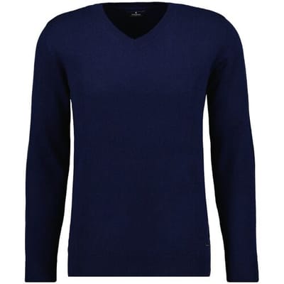 Ragman Trui Mélange Uni Color V-Neck Merino Cashmere Knit Marine / male