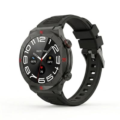 Zyon Wear Hydra - Smartwatch - 1.39 Inch HD Display - Uniek Design - Zwarte Metalen & Siliconen Bandje