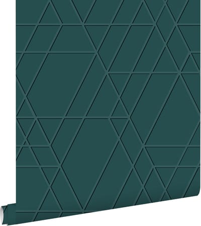 ESTAhome behang grafisch 3D motief donker petrol blauw - 50 x 900 cm - 139604
