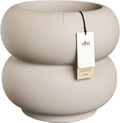 Elho Amber Roll Low 43 - Bloempot voor Binnen & Buiten - 100% Gerecycled Plastic - Ø 43 x H 40 cm - Balanced beige