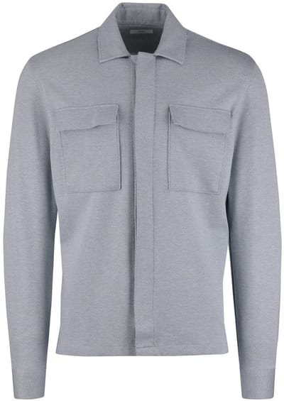 overshirt Gentiluomo grijs gemeleerd knoopjes normale fit