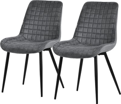 Eetkamerstoel set van 2 antraciet met fluwelen bekleding en stalen poten Keukenstoel met rugleuning ML design