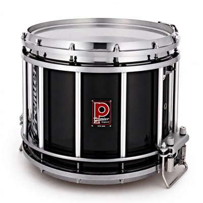 Premier Marching HTS 800 14 x 12 Snare Drum, Polished Aluminium, Ebony Black