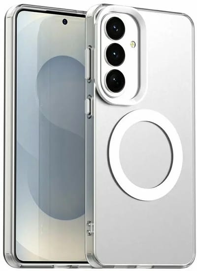 MagSafe Compatibel Backcover Hoesje Geschikt voor Samsung Galaxy S26 - Wit & Semi-Transparant Design - Stijlvol & Goede Bescherming