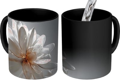 Magische Mok - Foto op Warmte Mokken - Koffiemok - Bloem - Wit - Neutraal - Magic Mok - Beker - 350 ML - Theemok