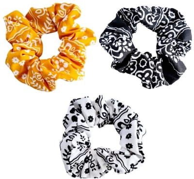 Haar accessoire Scrunchie Paisley- scrunchy 3 stuks- Gebloemd haarelastiekje vrouwen |Dames|Meisjes