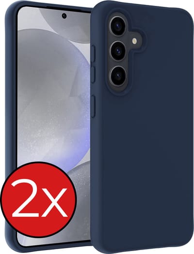 Hoesje - 2 Stuks - Geschikt voor Samsung Galaxy S24 - Sterk & Shockproof - Telefoonhoes - Back Cover - Case Siliconen - Telefoon Hoes - Donkerblauw
