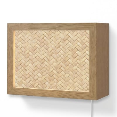 Wandlamp 20x15 cm - Oplaadbaar - Patroon - Beige - Rotan print - Wandlampen binnen woonkamer - Slaapkamer lamp met kabel - Decoratieve nachtlamp - Vloerlamp snoer