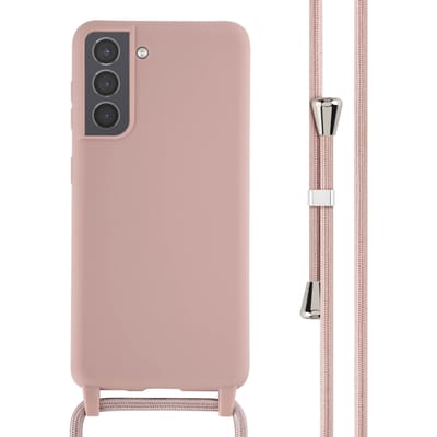 imoshion Hoesje - Geschikt voor Samsung Galaxy S21 - Siliconen hoesje met koord - Sand Pink