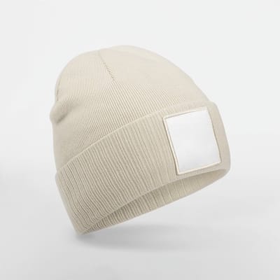 Beechfield Muts met patch B337R - Oatmeal/White - One size