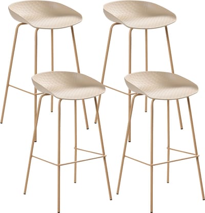 VENLO - Set van 4 barstoelen - Beige - Synthetisch materiaal