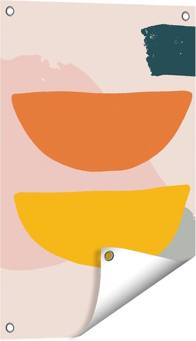 Gards Tuinposter Abstracte Kunst in Scandinavische Stijl - 40x60 cm - Tuindoek - Tuindecoratie - Wanddecoratie buiten - Tuinschilderij