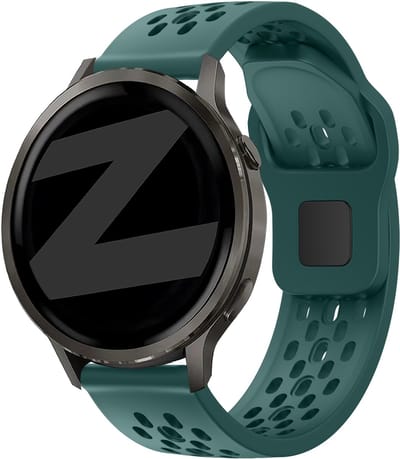 Bandz Siliconen 'Air' bandje geschikt voor Garmin Vivoactive 6 / 5 / 3 / Vivomove / 3 / HR / Style / Luxe / Sport / Trend / Forerunner 645 / 570 / 245 / 170 / 165 / 70 / 55 / Venu / SQ / SQ2 / 2 Plus / Approach S12 / S40 / S42 / S44 - Donkergroen
