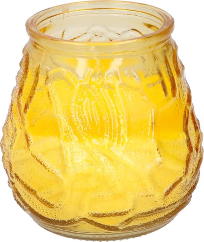 1x Citronella lowboy tuin kaarsen in geel glas - 10 cm - 15 branduren