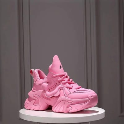 Luxe sport- en vrijetijdsschoenen voor dames in nieuwe hoogteverhogende en veelzijdige mode, trendy kleine witte schoenen met dikke zool 38 roze