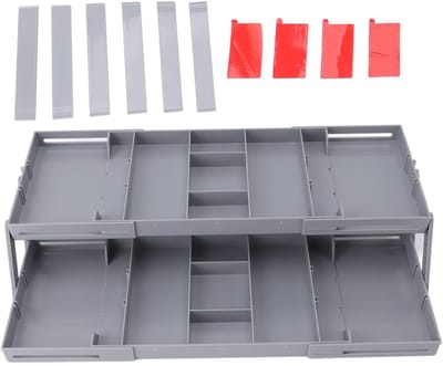 Allecto - Uitbreidbare Lade-organizer - Bureau-organizer - Opvouwbaar - Grijs - Make-up Opbergvak - Geschikt voor Sieraden en Cosmetica