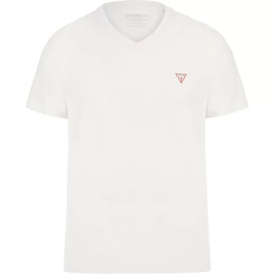Guess heren T-shirt met klassiek rood logo in de vorm van een driehoek.