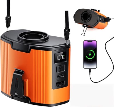 Draagbare heupventilator, 10-snelheden turbomotor, draagbare lichaamsventilator, 130° brede luchtstroom, oplaadbare riemventilator met clip, 40 uur gebruiksduur, draagbare nekventilator voor buiten, kamperen, op de werkplek en op reis