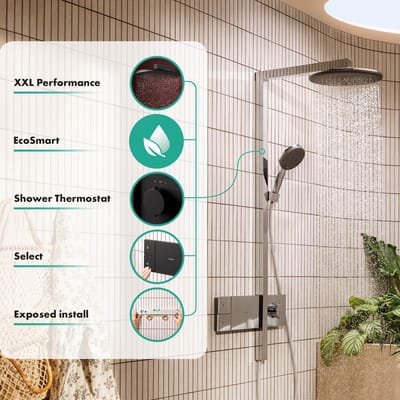 Hansgrohe Raindance alive S - showerpipe - 300 - 1jet - ecosmart - thermostaat - mat zwart