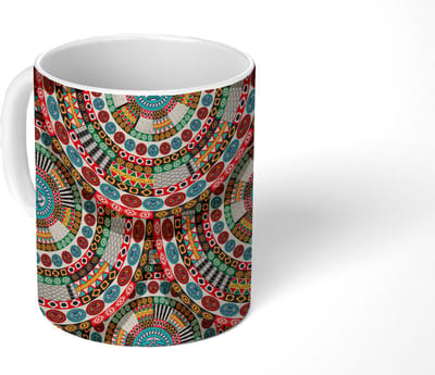 Mok - Koffiemok - Tegel - Azteken - Cirkels - Patronen - Mokken - 350 ML - Beker - Koffiemokken - Theemok
