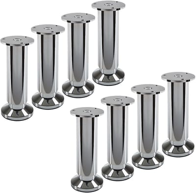SOTECH 8 stuks meubelpoten TERRA hoogte 150 mm gepolijst chroom kastpoten hoogte verstelbaar tot max. 15 mm, belastbaar tot 250 kg
