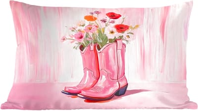 Sierkussens - Kussentjes Woonkamer - 60x40 cm - Roze - Bloemen - Cowboy