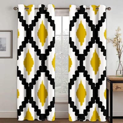 Goedkope Moderne Abstracte Drapering Geel Grijs Geometrisch Spiraal Gordijnen voor Ramen Woonkamer Slaapkamerkamer Decor 2 Stuks cortinas 100W130H(CM)40x51in&rod pocket