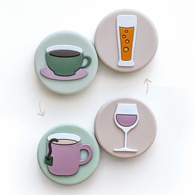 Maan Amsterdam - Tennisdempers - set van 2 - uniek met TOS functie - demper voor tennisracket - bier/wijn en koffie/thee