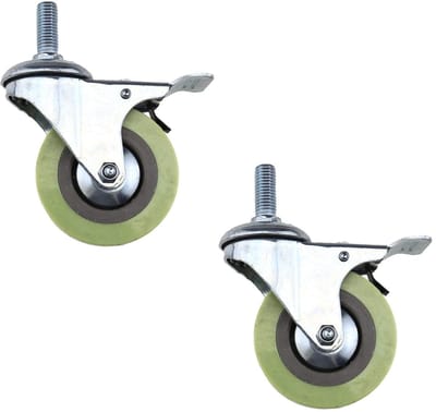 Cosensi- Zwenkwielen Set van 2 - 75mm/3 inch - Met Rem - M12 Schroefdraad - Zwenkwielen voor Binnen/Buiten - Draagvermogen 50kg - Wielen