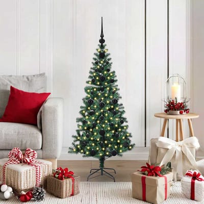 vidaXL - Kunststof - Voorverlichte - Kerstboom - Groen - 120 - cm - PVC - en - Metalen