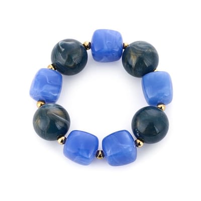 Bijoutheek Armband (Sieraad) Kralen Grof Elastisch Blauw