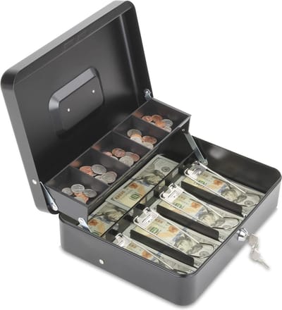 Geldkist met Slot en Sleutels - Draagbare Metalen Spaarpot met Compartimenten voor Geld en Waardevolle Spullen