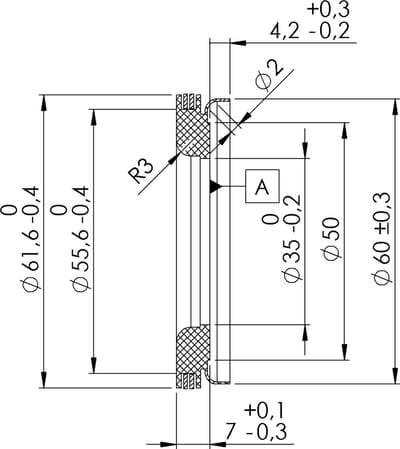 Afsluitring kegellager 35x61,6x7 mm
