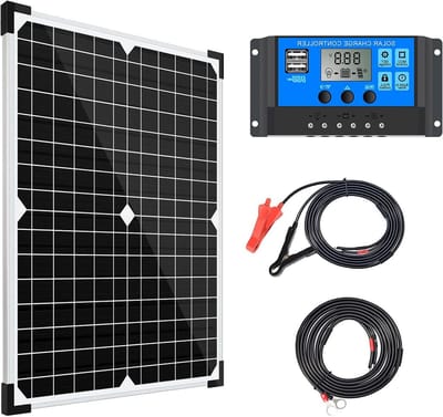 Zonnepaneel Set - Solar Kit Camper - Accu Opladen - Monokristallijn Paneel - 20 Watt - Zwart