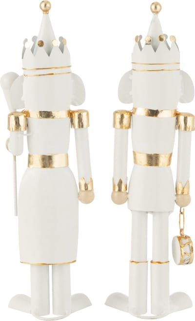 J-Line figuur Notenkraker - ijzer - goud/wit - small - 2 stuks